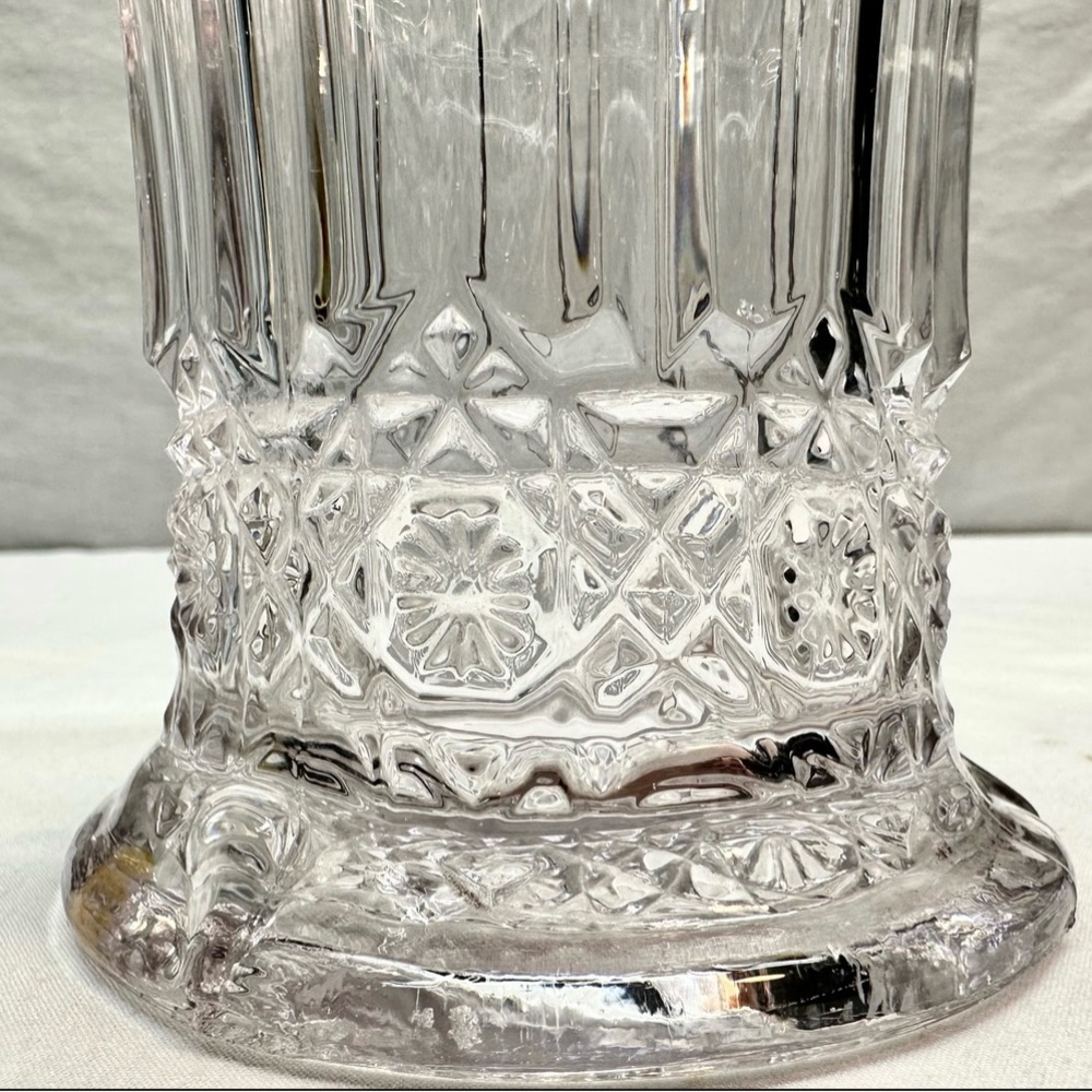 Vintage Clear Cut Depression Glass Fluted Vase Diamond Starburst‎ Pattern - Picture 4 of 7